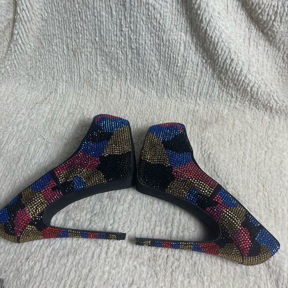 Steve Madden Dyvinal Rhinestones Multi Color slip on platform heels SZ8.5 - Picture 5 of 14